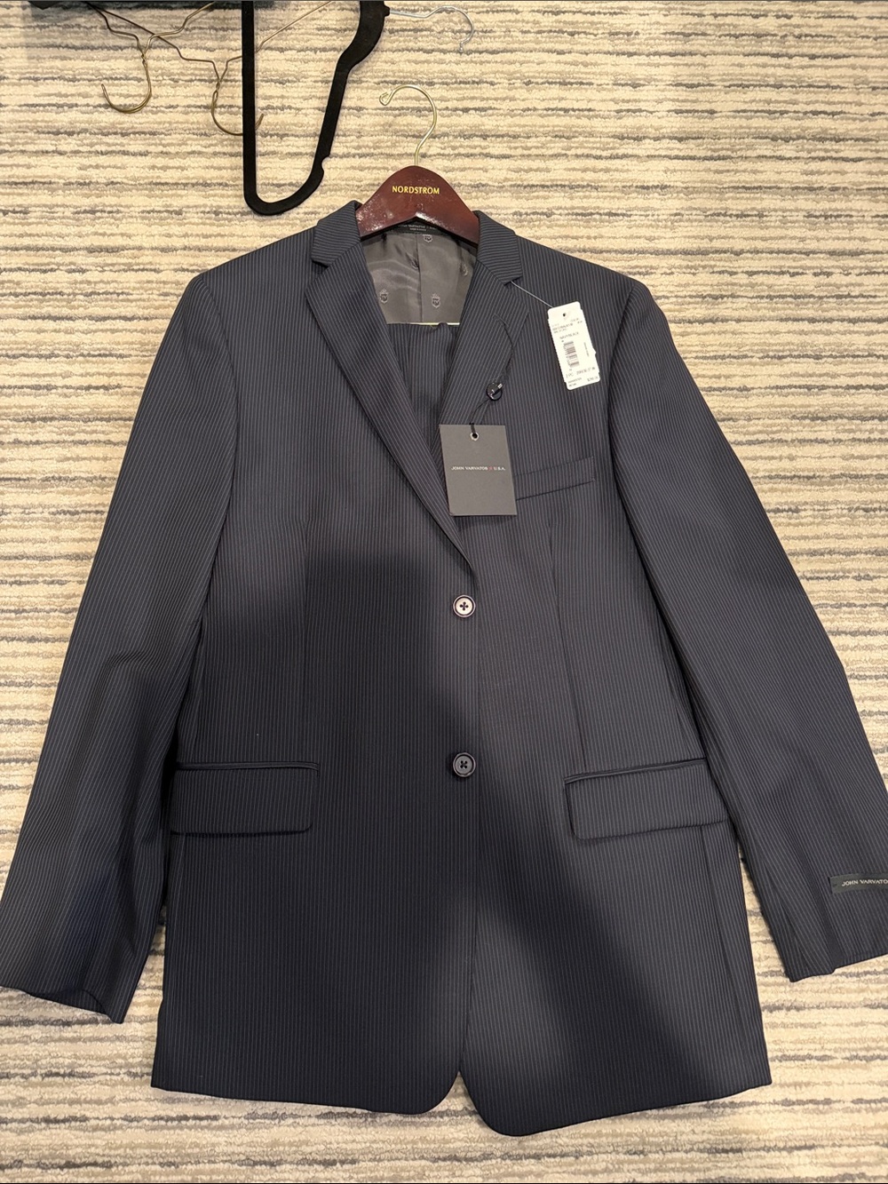John Varvatos Navy Pinstripe Blazer